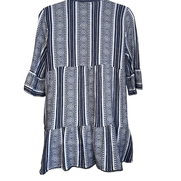 Macy’s Style & Co Tunic Dress Top Size XXL Blue & White Bohemian Style Relaxed - Picture 3 of 6